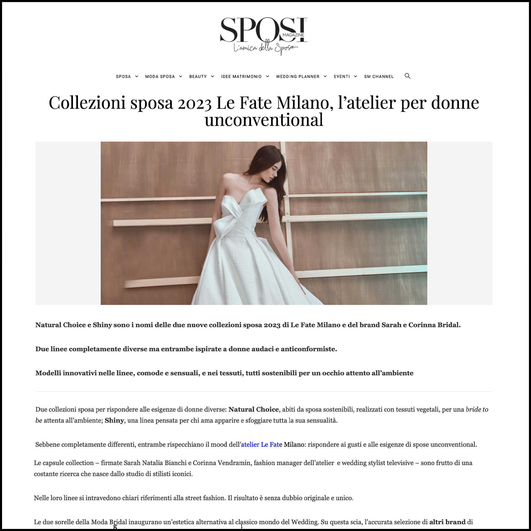 Le fate Milano abito da sposa Milano