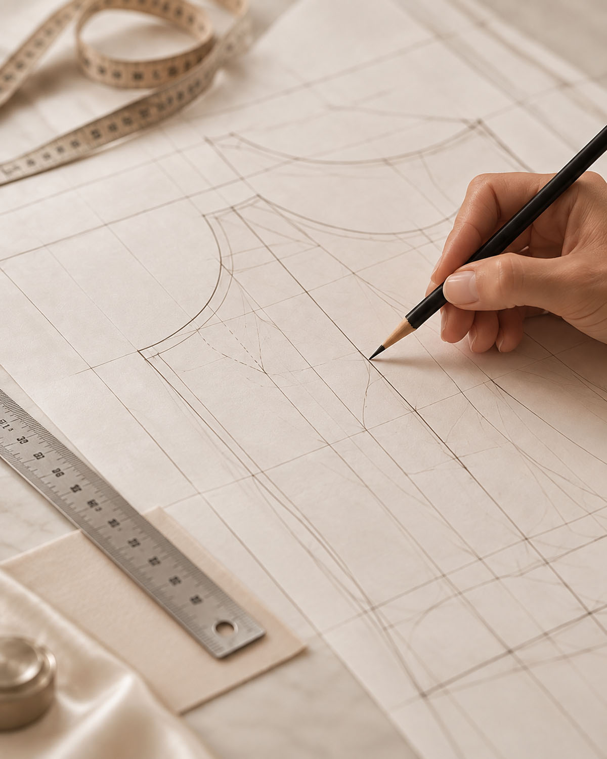 Realizzazione della toile per abito da sposa su misura