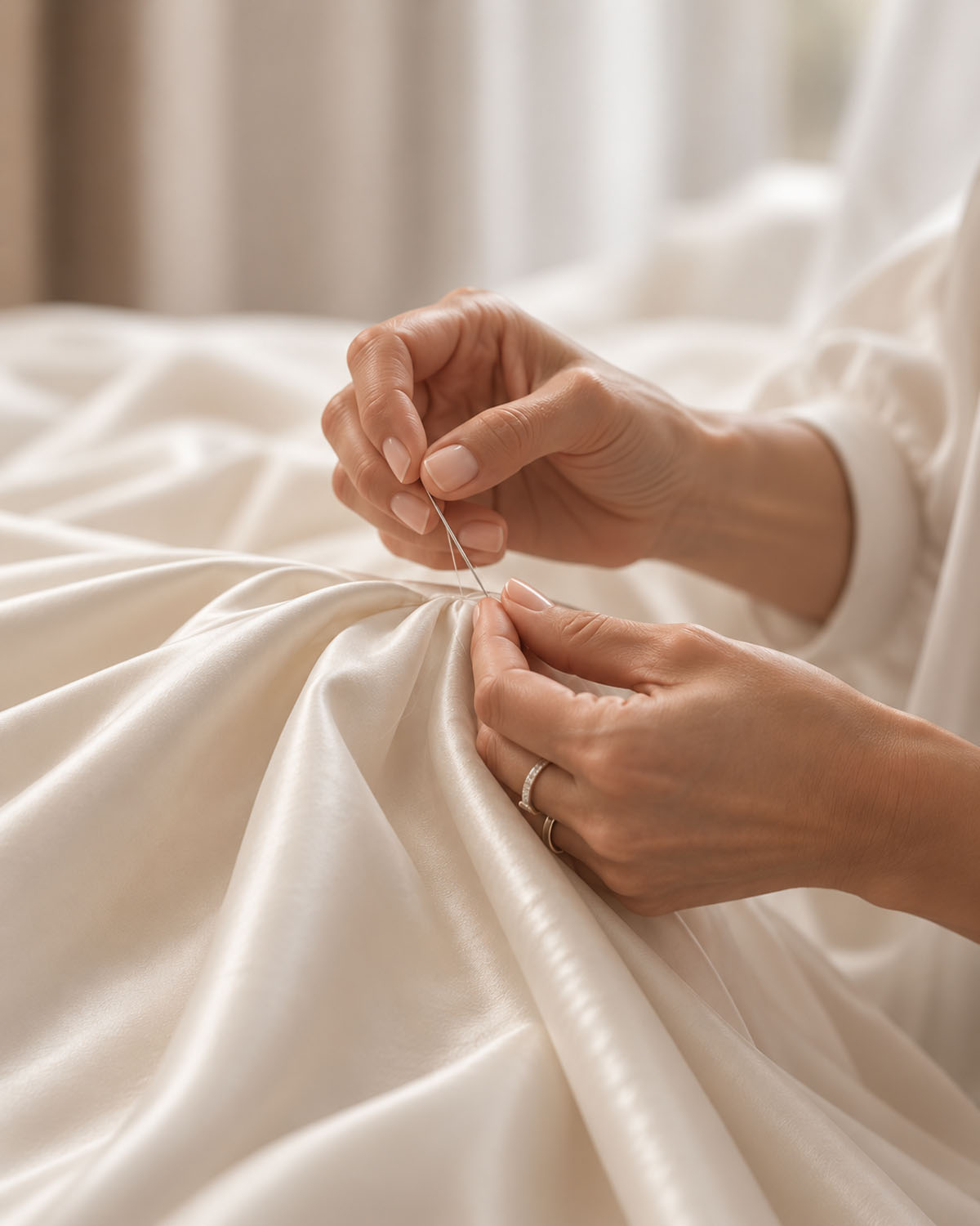 Prove sartoriali di un abito da sposa couture